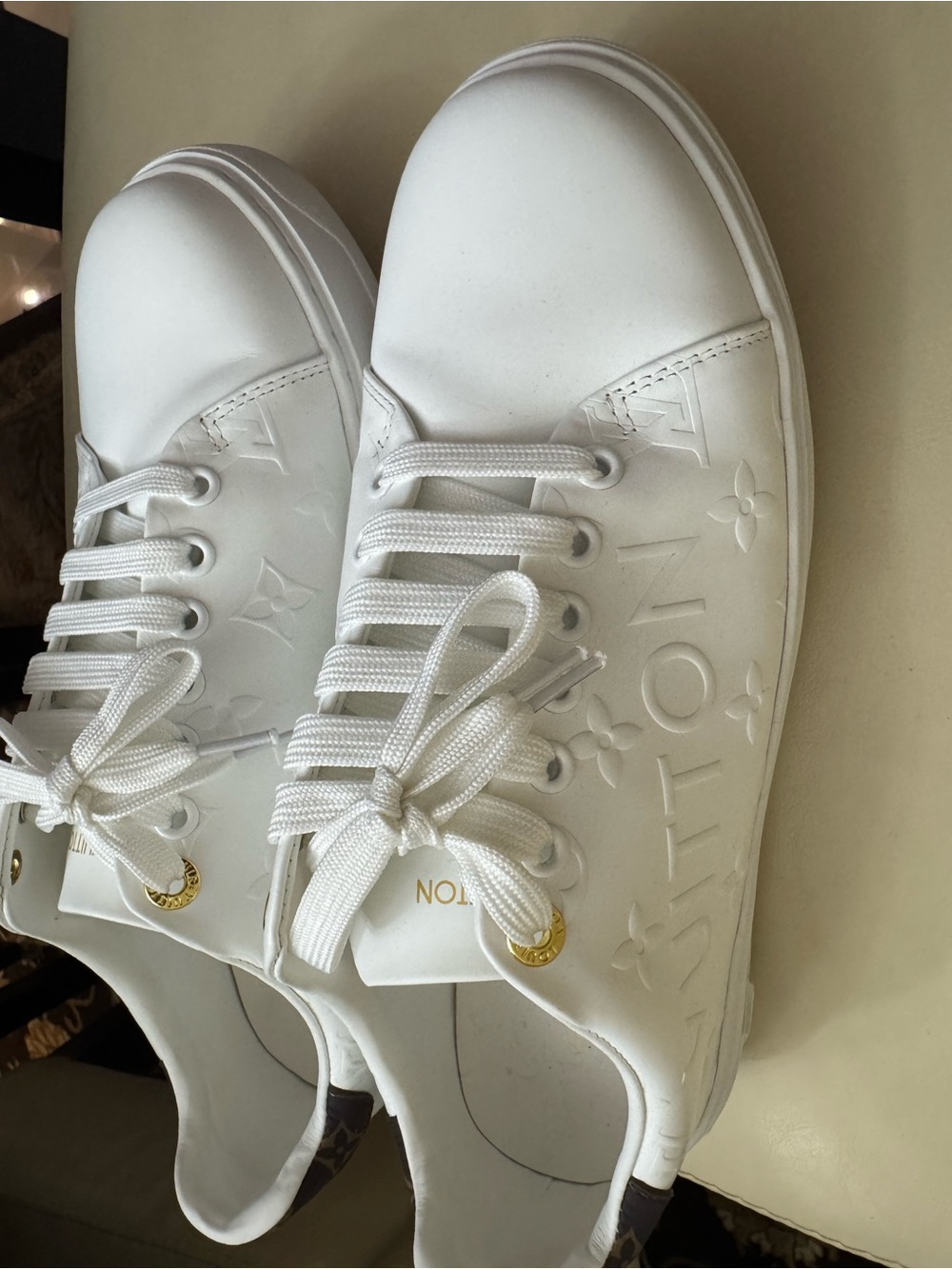 Louis Vuitton White Monogram Embossed Low-Top Sneakers